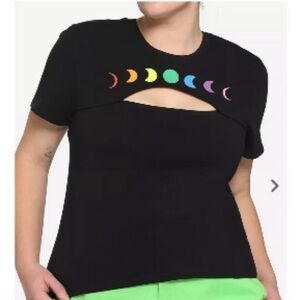 Hot Topic Moon Phase Rainbow Cutout T-Shirt Plus Size 2 NWOT